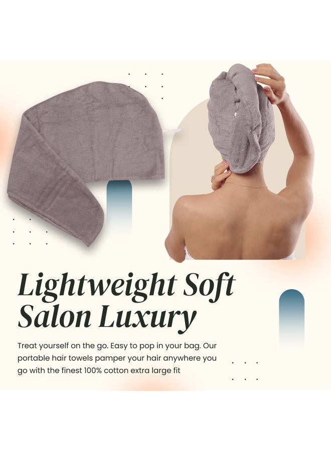 Aspen5 Huge Cotton Hair Towel Wrap for Women - Fast Drying and Super Absorbent Head Turban Ideal for Long and Curly Hair- Special for Mothers (Grey) - Image 5